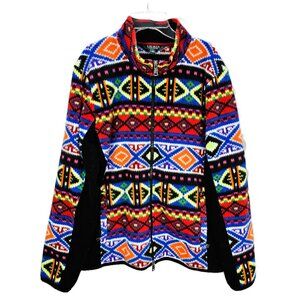 Lauren Ralph Lauren Aztec Cozy Fleece Jacket – Women’s XXL, Vibrant Print